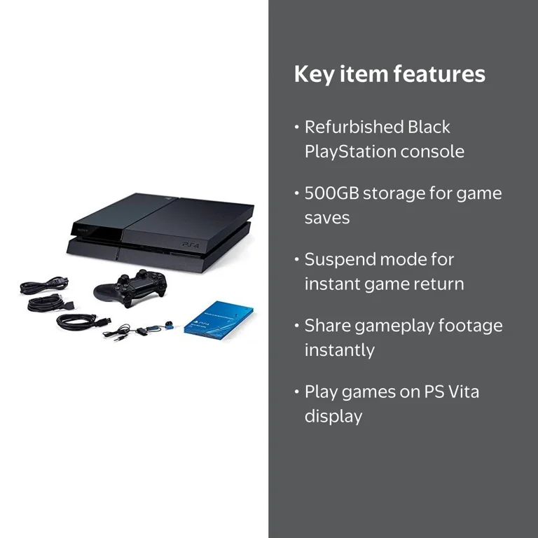 Restored Sony PlayStation PS4 500GB Black Console (Refurbished
