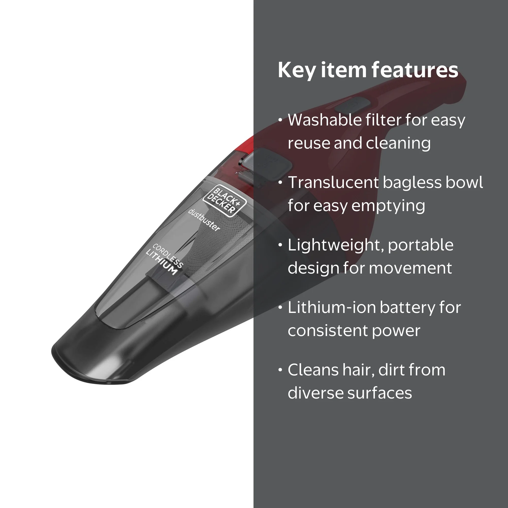 BLACK+DECKER Quick Clean Dustbuster, Rechargeable Handheld Vacuum