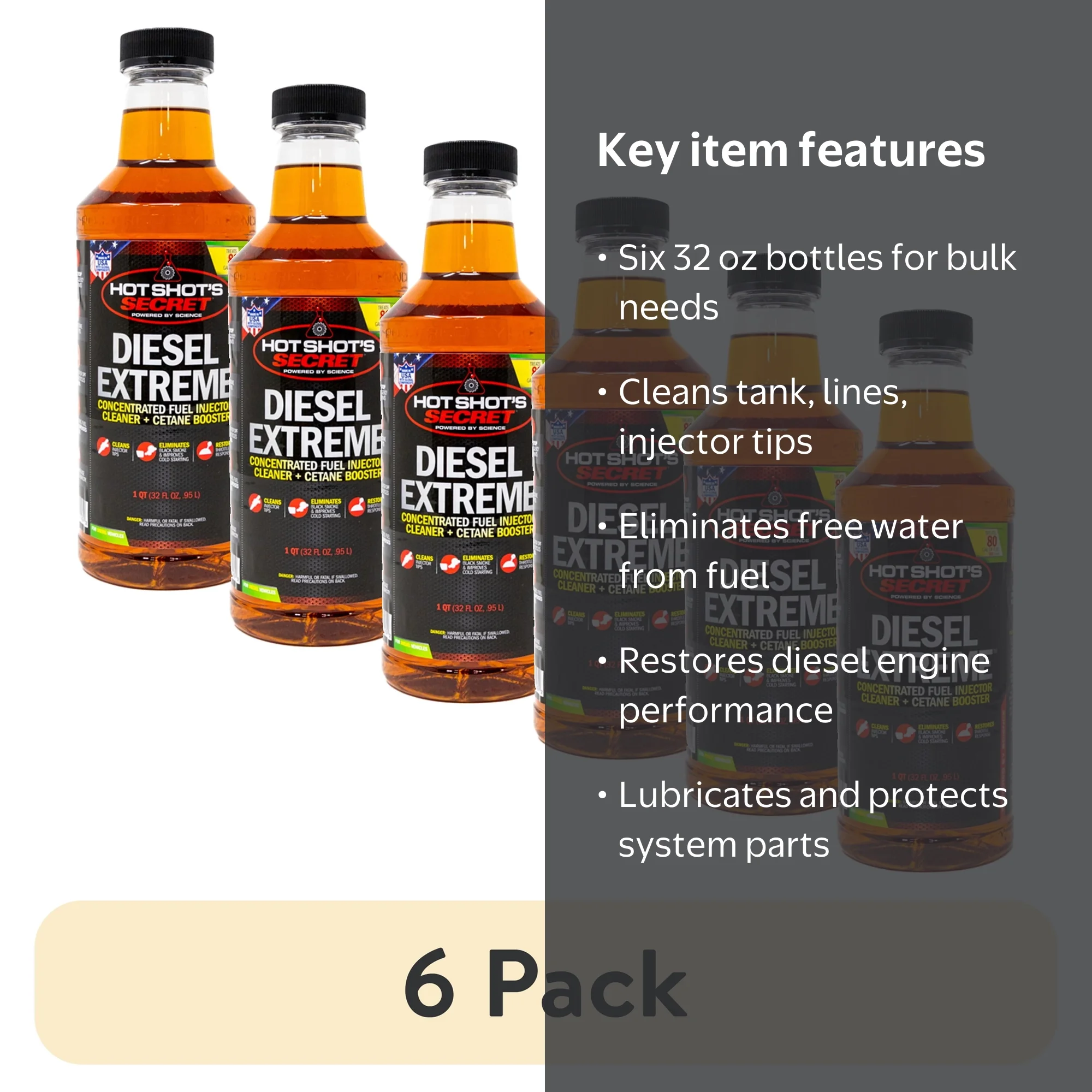 6 pack) Hot Shot's Secret Diesel Extreme Fuel Additive, 32 oz for