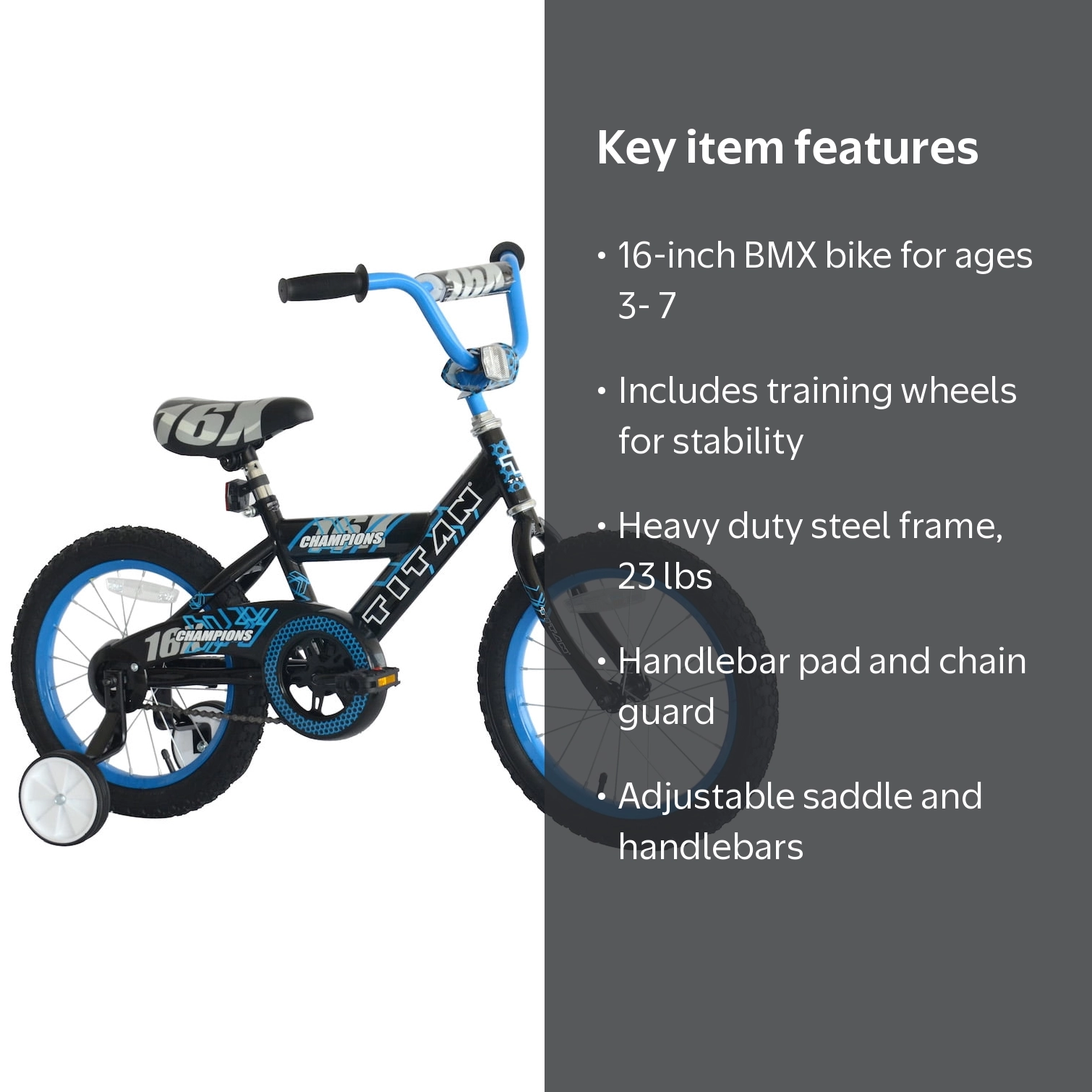 TITAN Champion 16-Inch Boys BMX Bicycle with Training Wheels