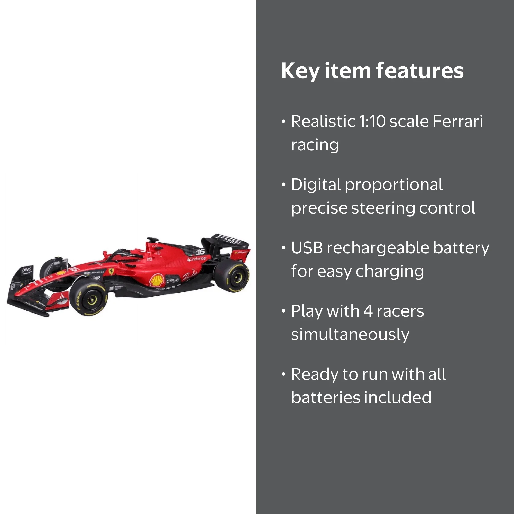 Formula Racing R/C, 1:10 Scale (Ferrari Racing - Charles Leclerc