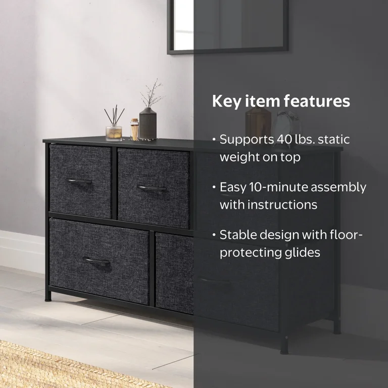 Emma + Oliver 5 Drawer Storage Dresser with Black Cast Iron Frame