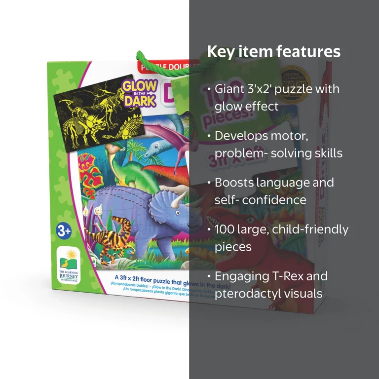 The Learning Journey Puzzle Doubles, Glow In The Dark, Dino