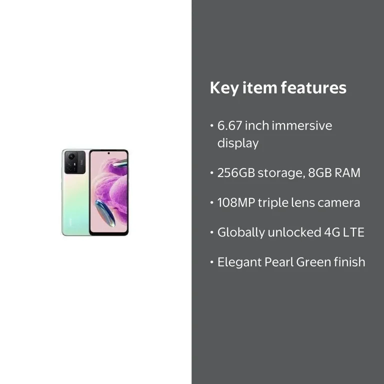 Xiaomi Redmi Note 12S 4G LTE, 256GB + 8GB, 108MP Triple, Unlocked