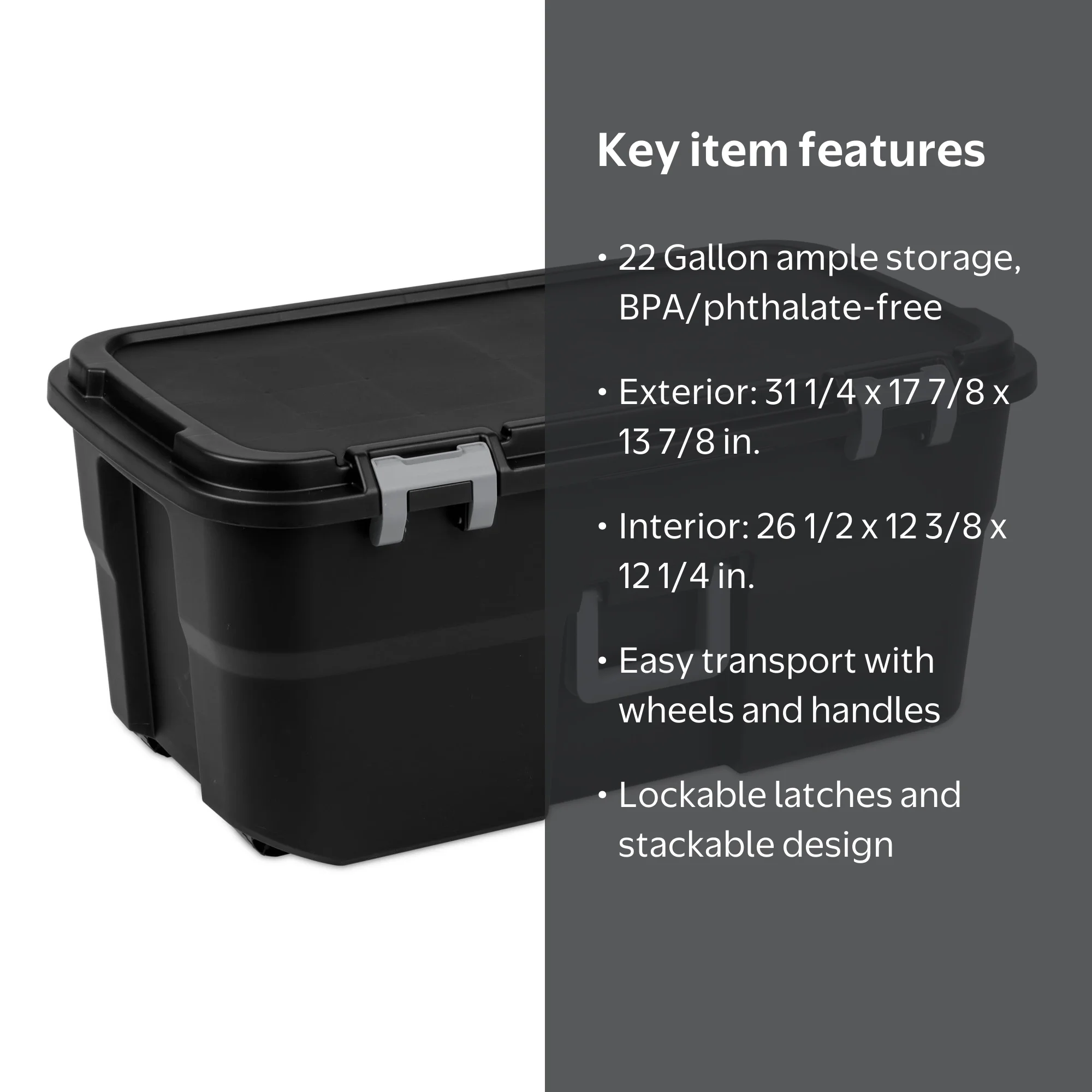 Sterilite 22 Gallon Large Wheeled Footlocker, Heavy Duty Plastic