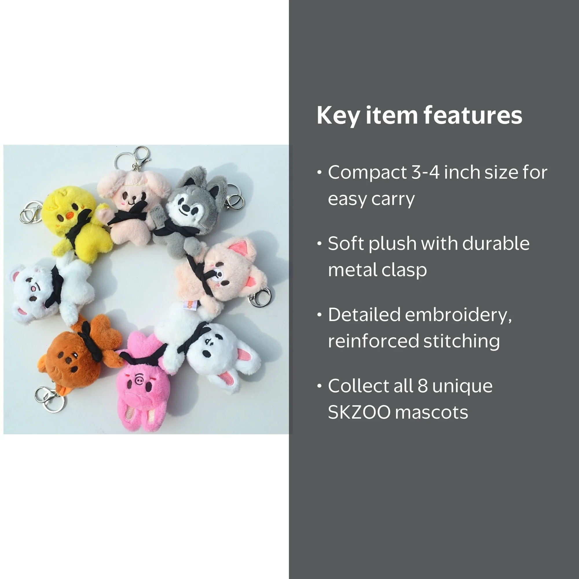 Stray Kids SKZOO Plush Keychains Inspired Character Keyrings for