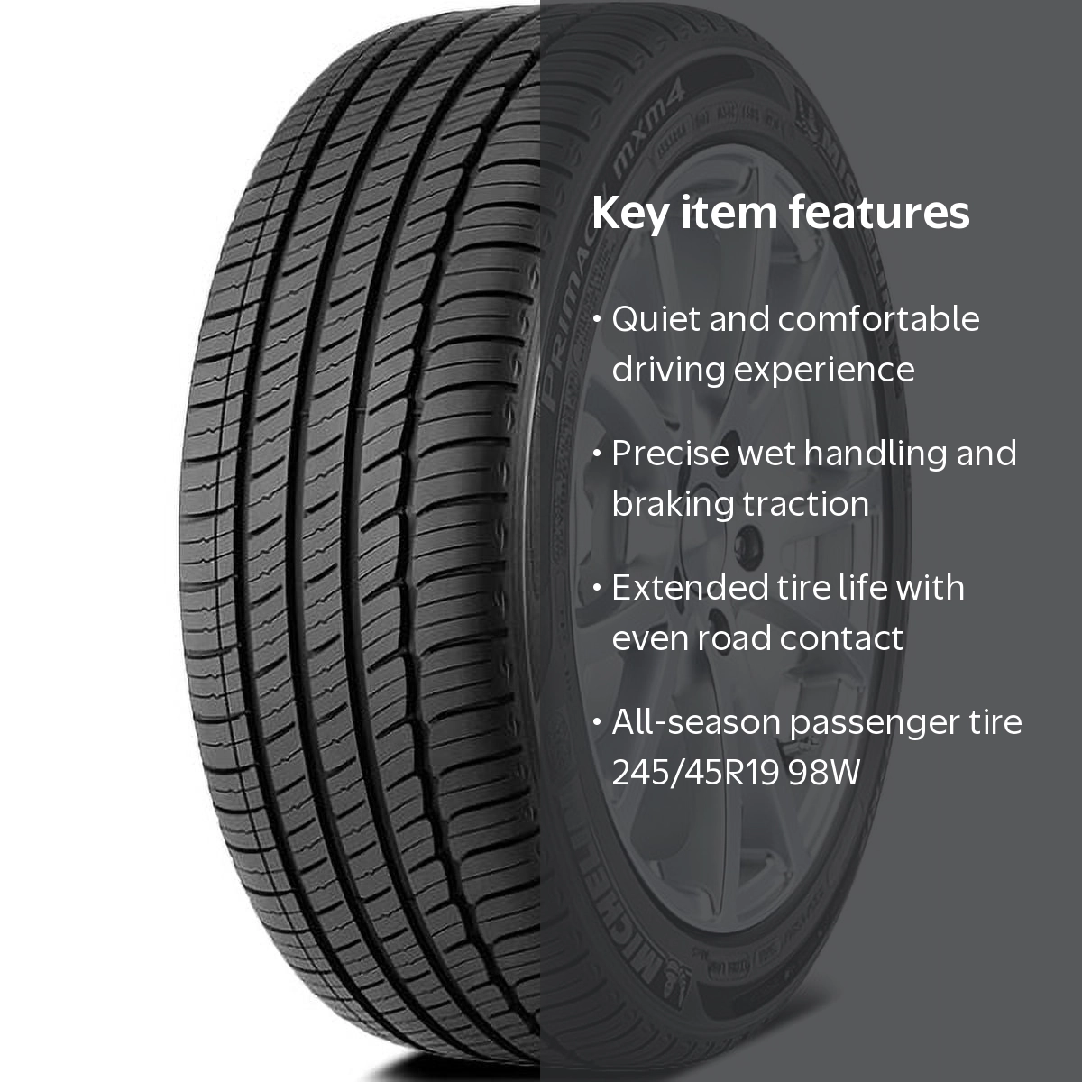 Michelin Primacy MXM4 245/45R19 98 W Tire, All-Season, Passenger