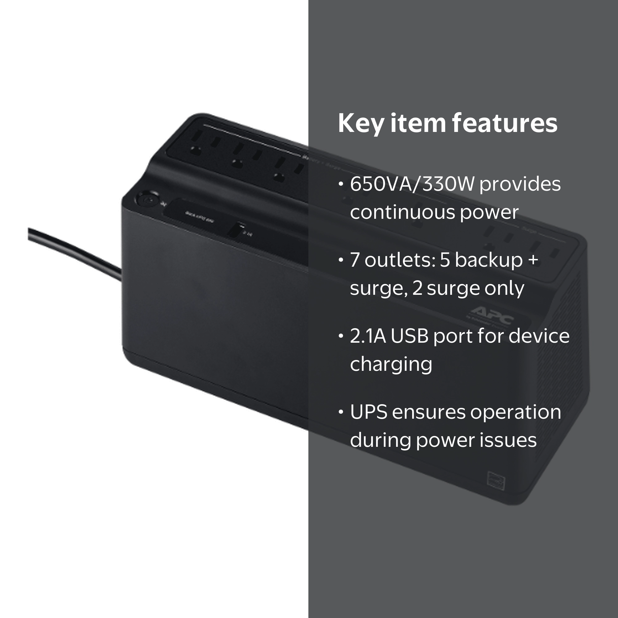 A.P.C ケープ ブラック サイズS APC UPS Battery Backup, 650VA UPS with 5 Backup Battery Outlets
