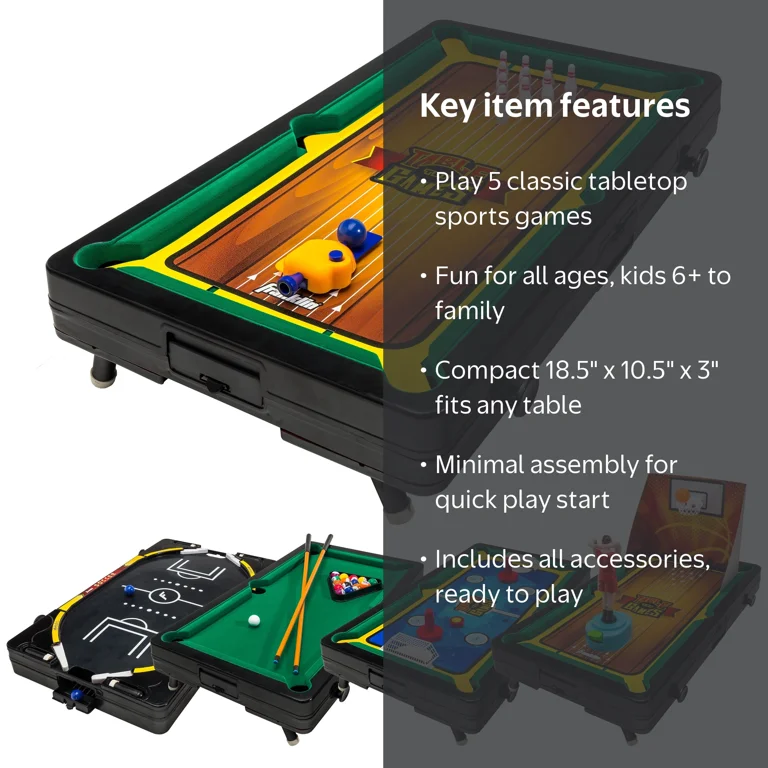 Franklin Sports 5-in-1 Tabletop Games Set - Mini Indoor Sports