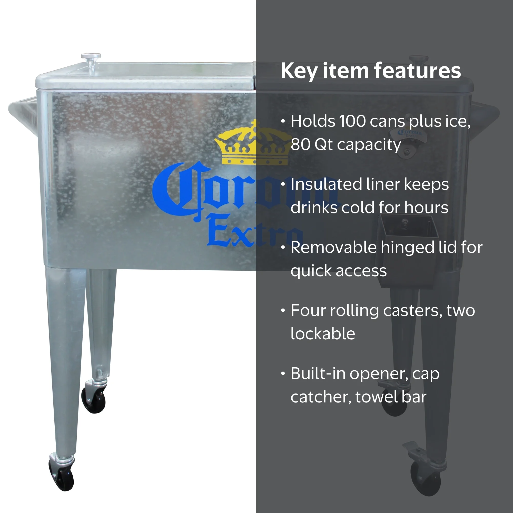 Leigh Country, Outdoor Cooler, 80 qt., Galvanized Corona design