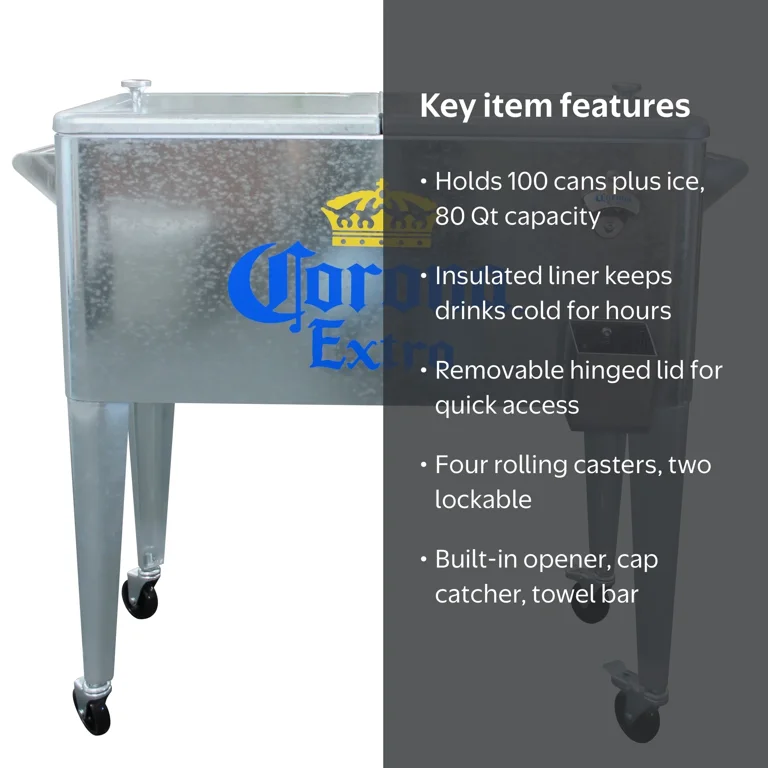 か77● 【中古】REMO / CROWN BONGO ケース付き(pearl) Leigh Country, Galvanized Corona Outdoor Cooler, Silver, 80 qt