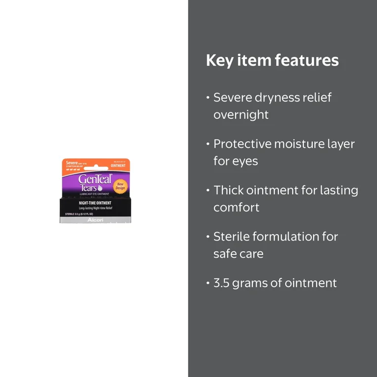 GenTeal Tears Lubricant Night-Time Dry Eye Ointment for Severe