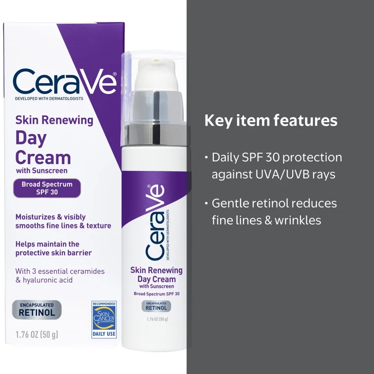 2 pack) CeraVe Skin Renewing Day Cream with Sunscreen SPF 30