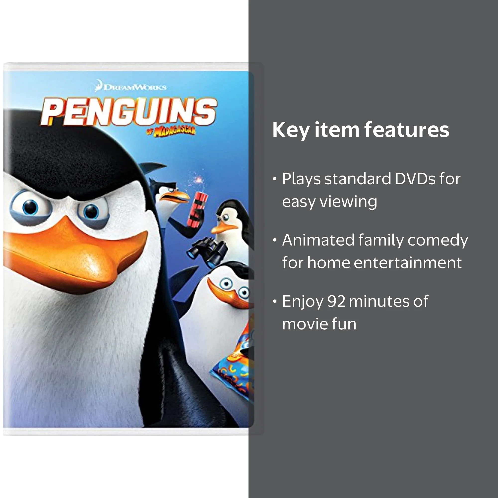 SDS, Penguins of Madagascar DVD, New Box Art, 92 mins - Walmart.com