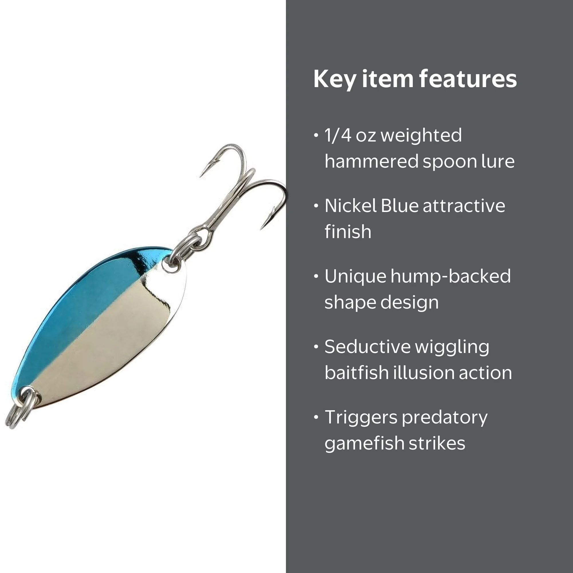 Acme Tackle Little Cleo Fishing Lure Spoon Nickel Blue 1/4 oz