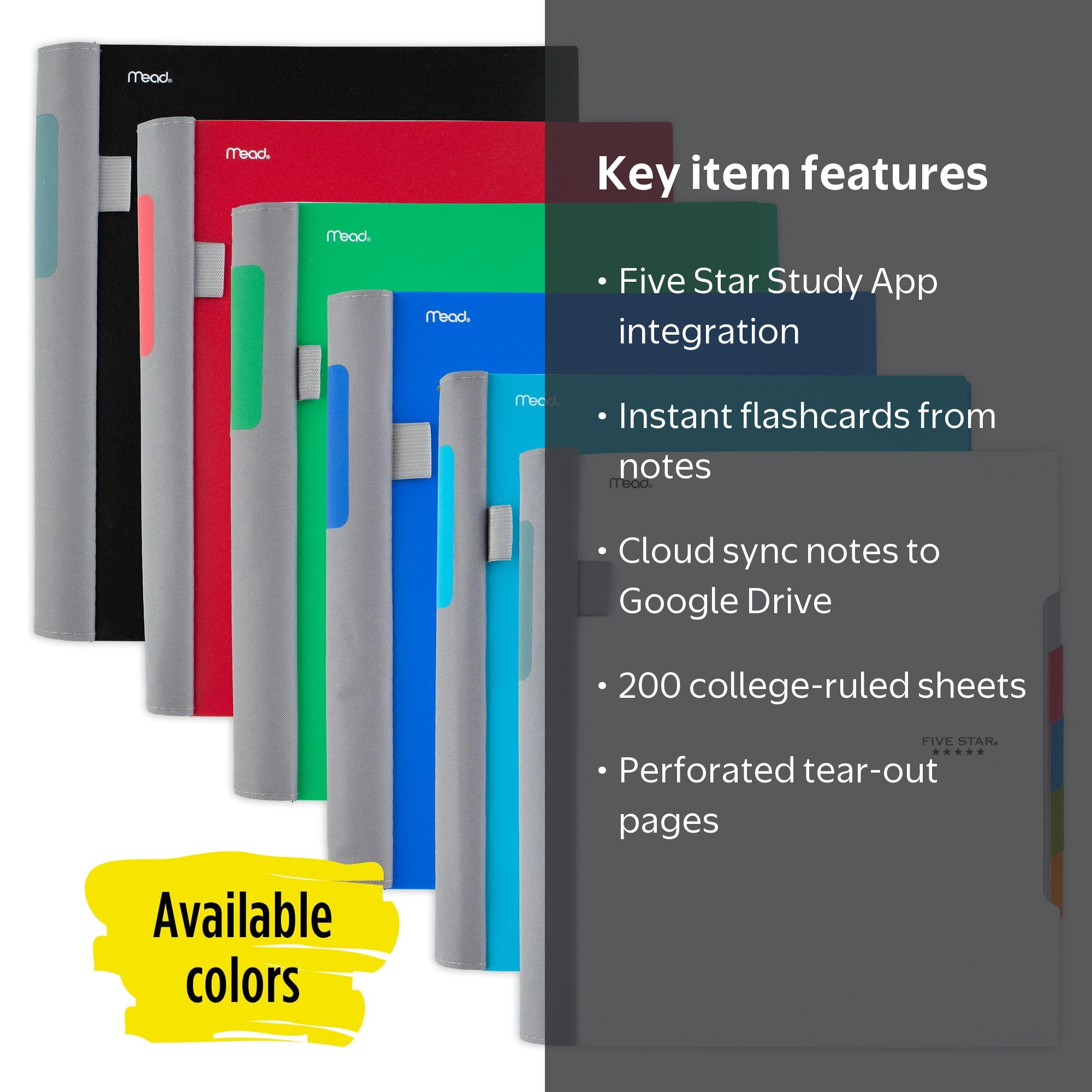 Five Star Advance Spiral School Supplies, Big Tabs, 5 Subject
