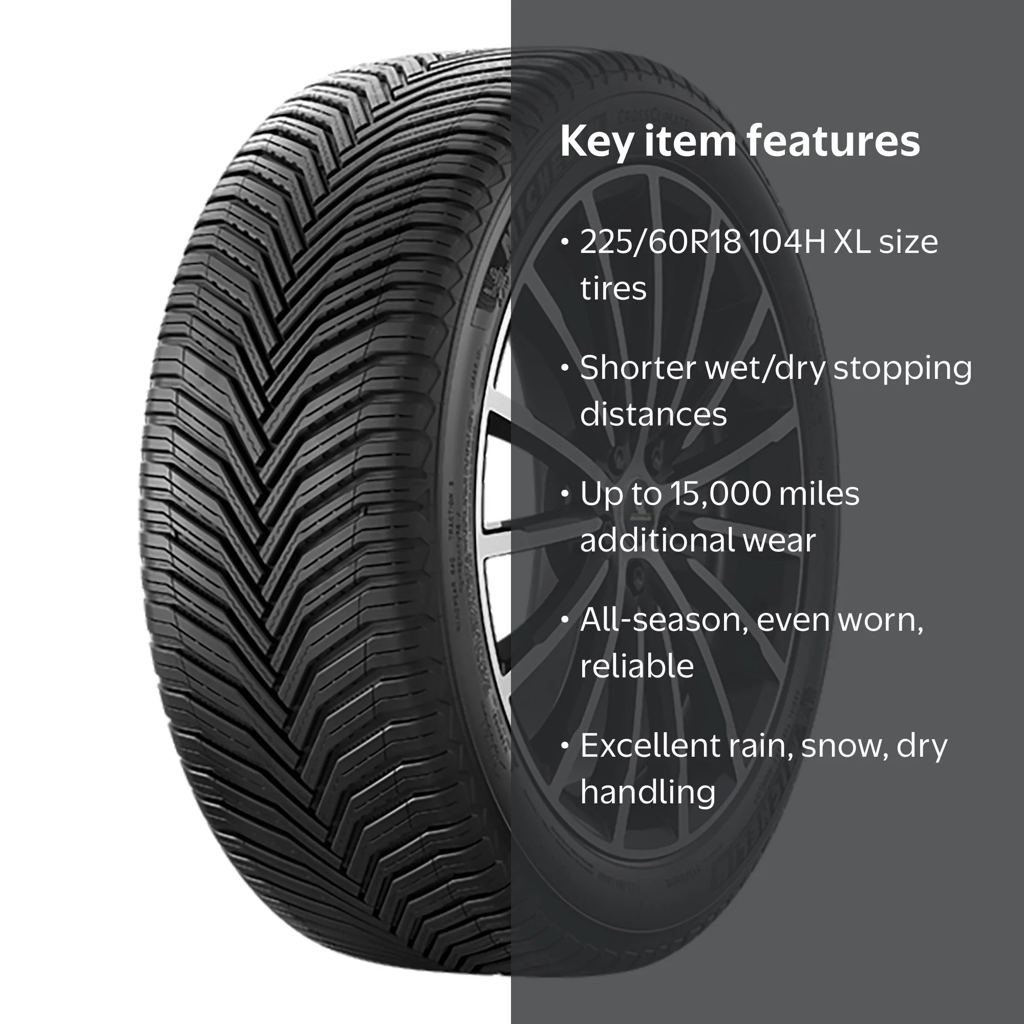 Michelin CrossClimate 2 XL Tire, Size 225/60R18 104H, Unsurpassed