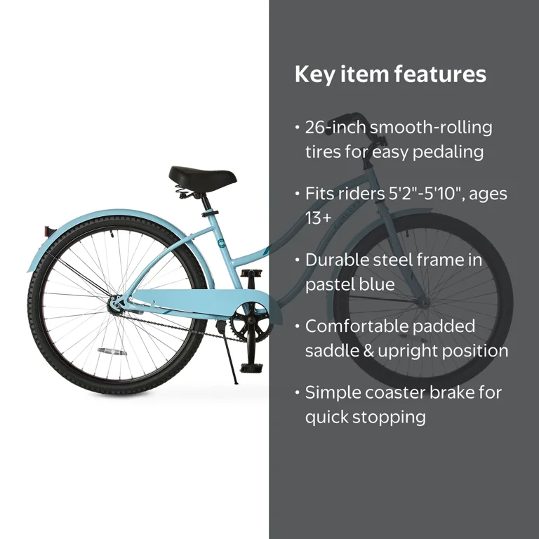 Concord 26 Pacifica Cruiser Bike - Padded Seat - Walmart.com