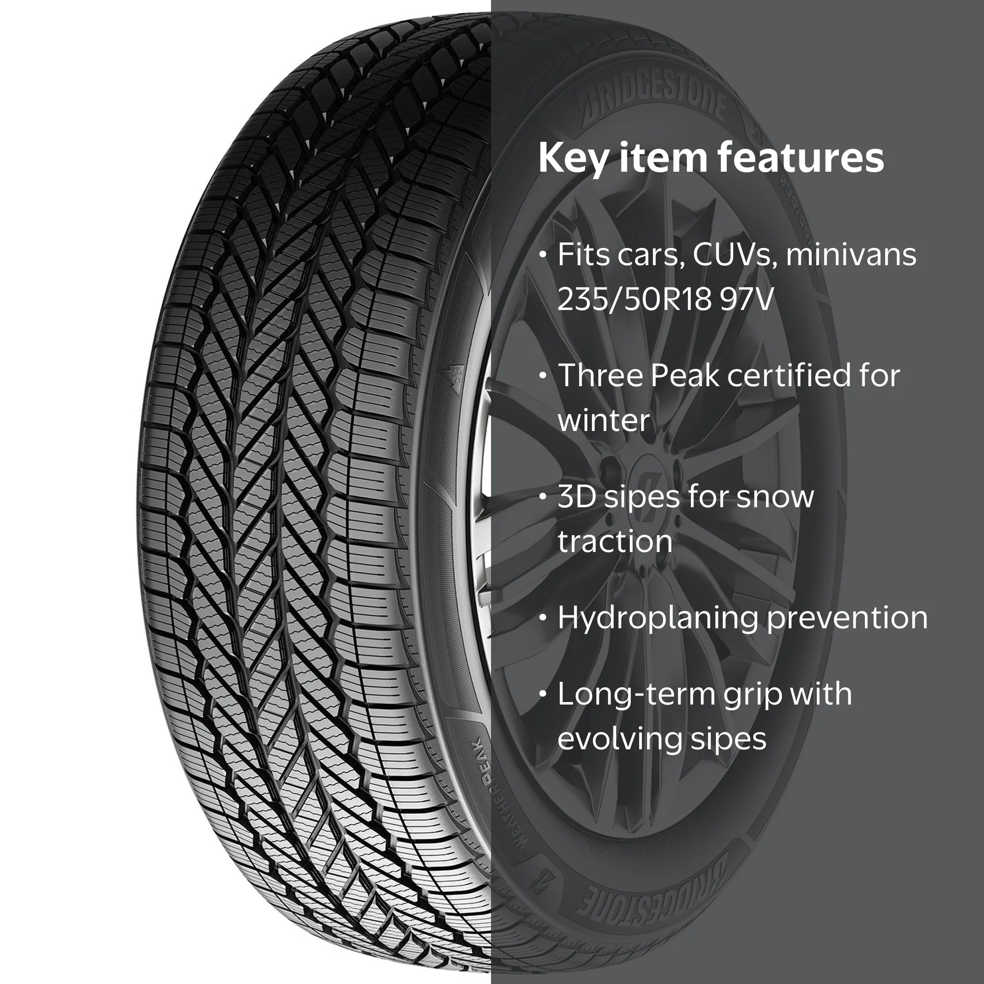 ダイヤ Bridgestone, Weatherpeak All Weather Passenger Tire, 235/50R18 97V