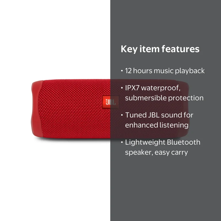 JBL, Portable Bluetooth Speaker, Flip 5, Waterproof Red - Walmart.com