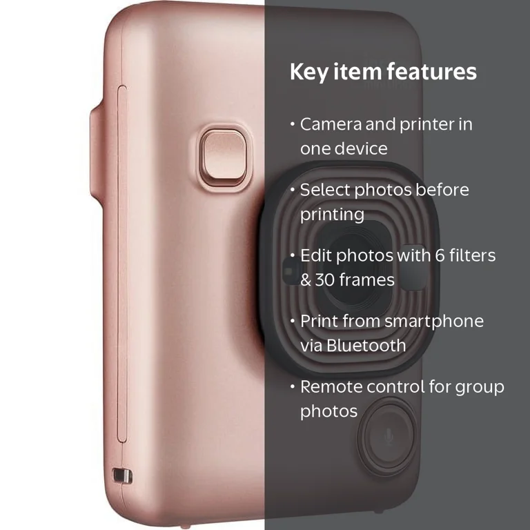 Instax Mini Hybrid LiPlay Camera, Blush Gold - Walmart.com