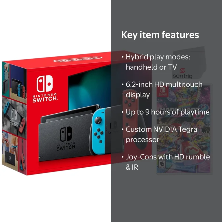 Nintendo Switch Bundle: Neon Red/Blue Joy‑Cons, Mario Kart 8