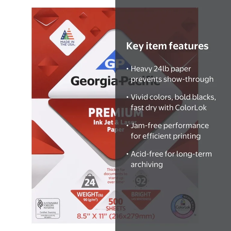 Georgia-Pacific Premium Inkjet and Laser Paper, 8.5