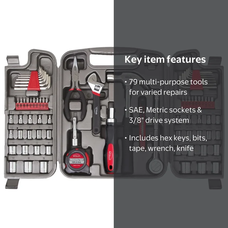 Apollo Tools, Multi-Purpose Tool Kit, DT9411, 79 Pieces - Walmart.com