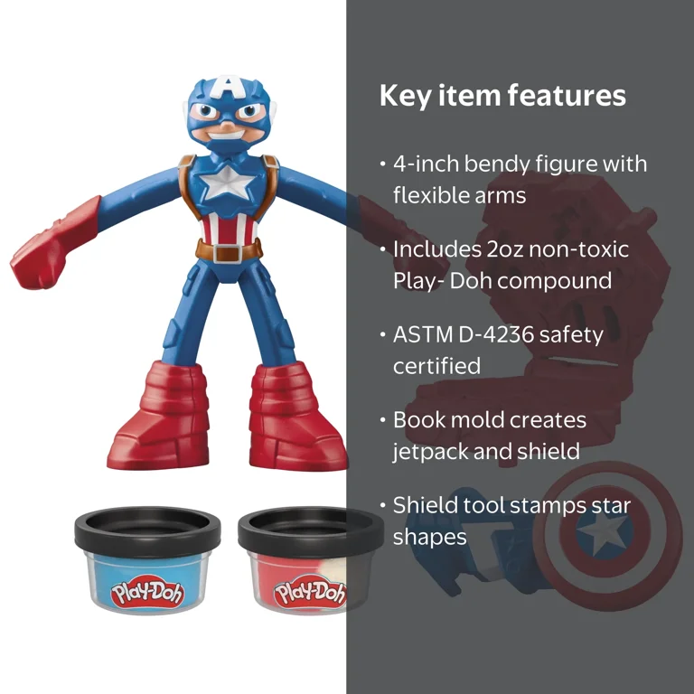 Play-Doh, Marvel Captain America Stamping Shield Action Figure, 4