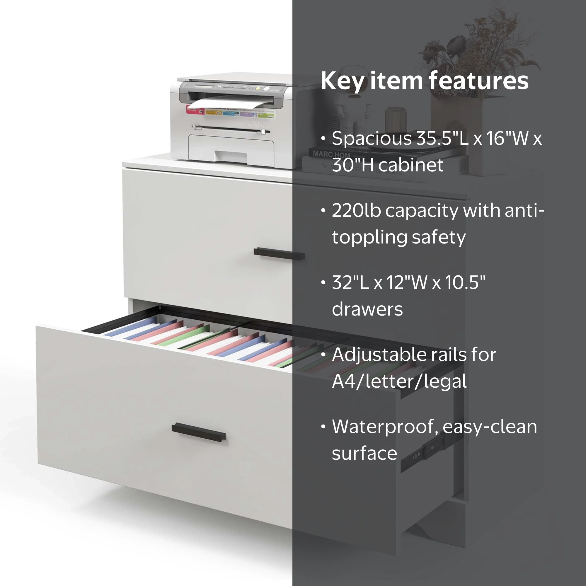 Costway, Wood Lateral File Cabinet, White, 2-Drawers - Walmart.com