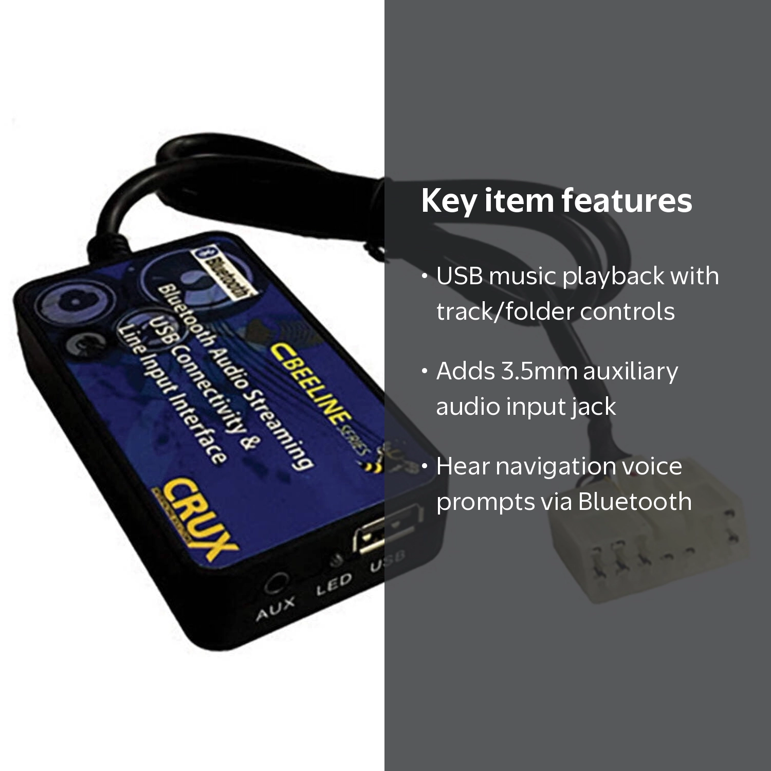CRUX, Bluetooth Interface, Adds Bluetooth, USB and AUX to OEM