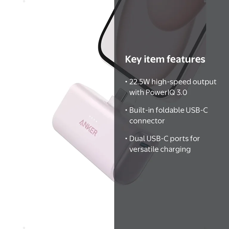 Anker, Portable Charger, Pocket-Sized, 5,000mAh, 22.5W - Walmart.com