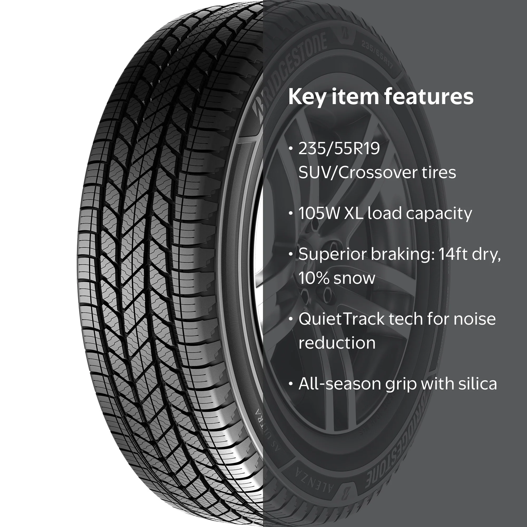 Bridgestone, Alenza A S Ultra All Season SUV Tire, 235/55R19 105W