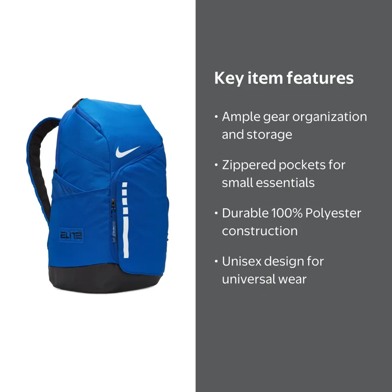 Nike Unisex Hoops Elite Backpack, Royal Blue, 100% Polyester, 19