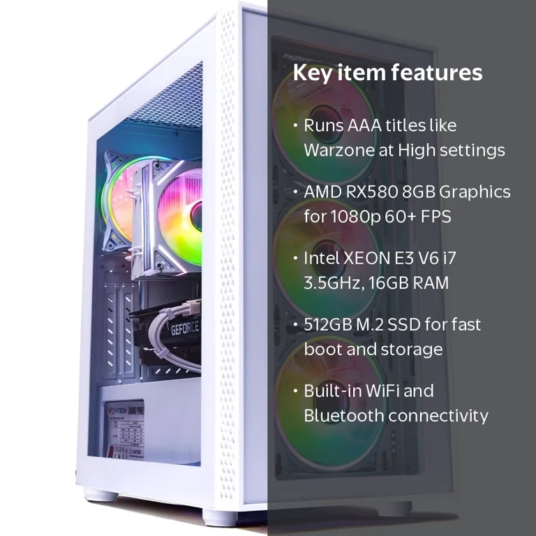 Novatech Phantom 2.0 Gaming Desktop, RX580 8GB Graphics Card, Xeon