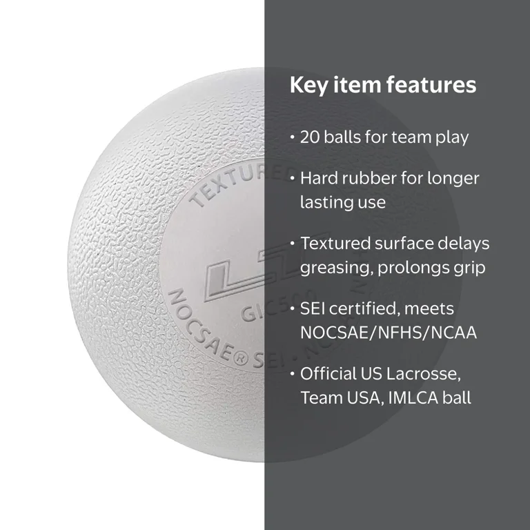 Pearl LT Textured Lacrosse Balls by Guardian Innovations, 20 Pack