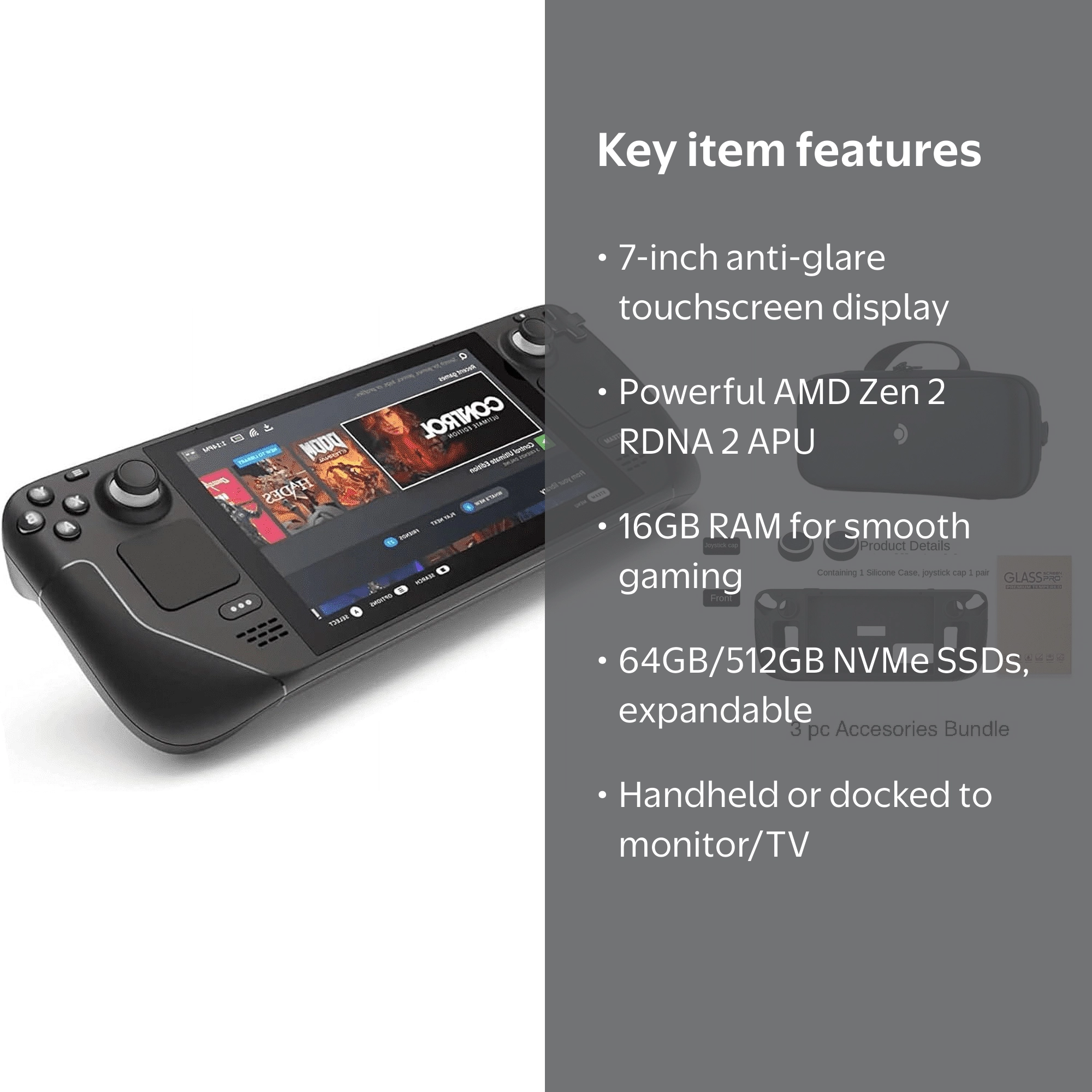 その他 STEAM DECK 64GB MAIN UNIT AND CASE Valve Steam Deck 64GB Upgraded Handheld Gaming Console with