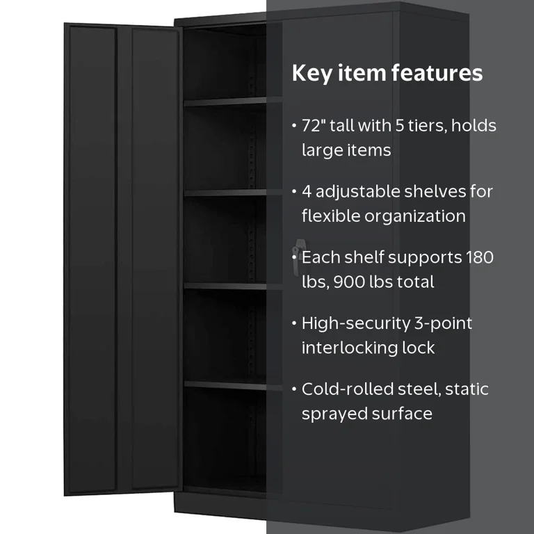SolAbbey SOLAURA, Garage Storage Cabinet, 72x36x18 inches, Black - Walmart.com