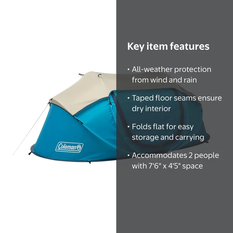 Coleman 2-Person Camp Burst™ Pop-Up Tent, 7 ft. 6 in. x 4 ft. 5 in
