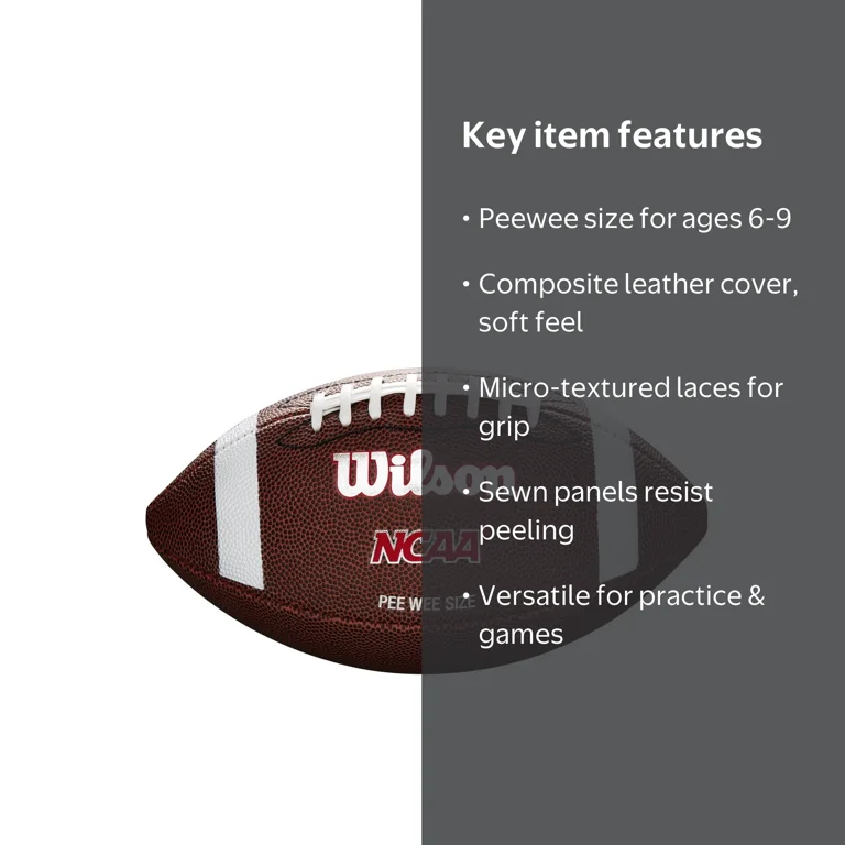 Wilson, NCAA Red Zone Composite Football, Peewee Size, Brown