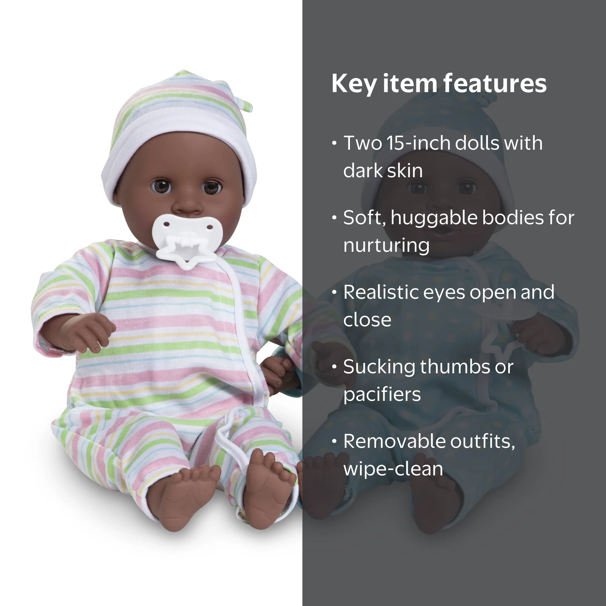 Melissa & Doug Mine to Love Twins Tyler & Taylor 15” Dark Skin