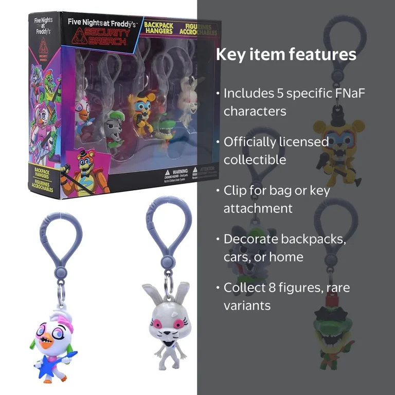 Five Nights at Freddy's 5-Piece Backpack Hangers Collectors Box