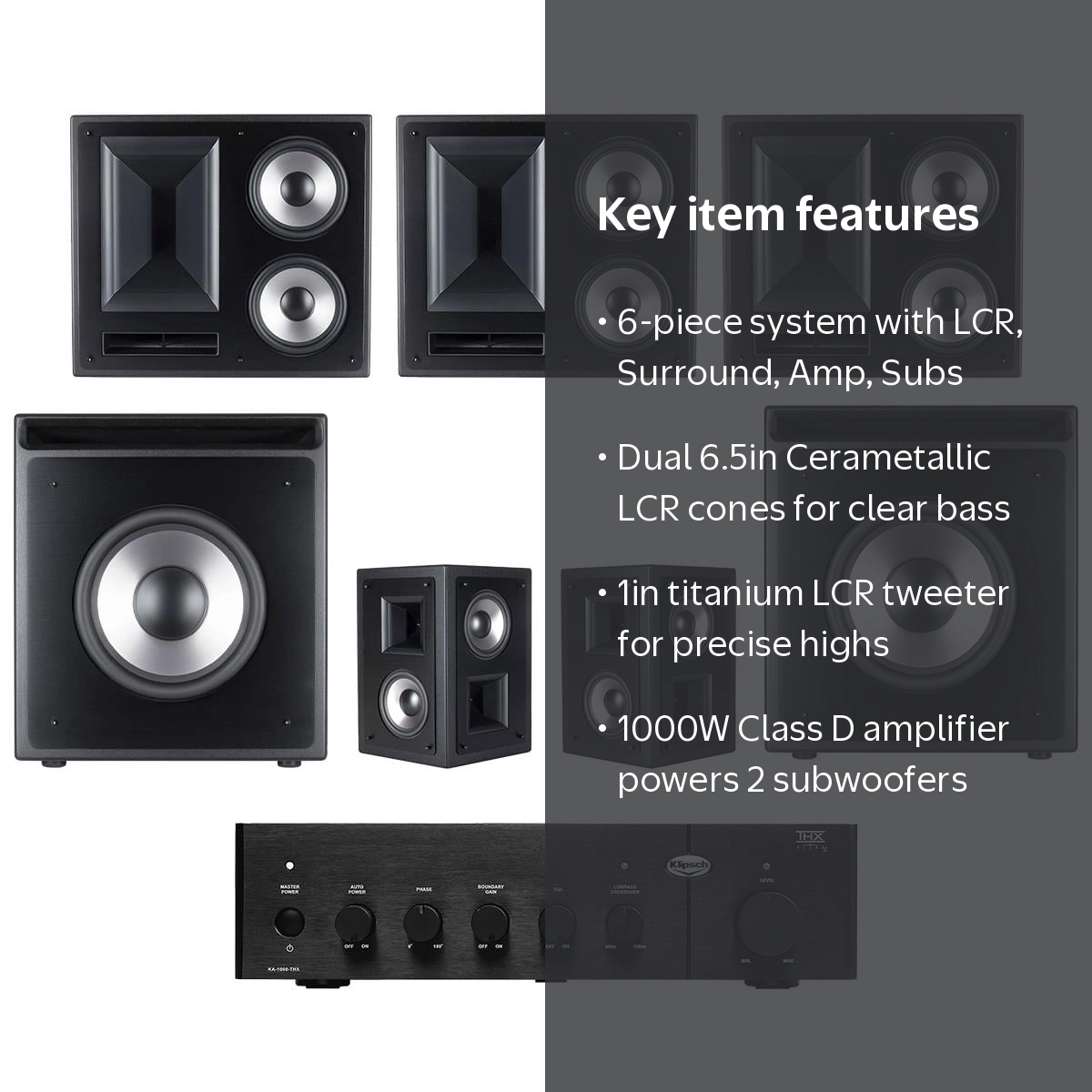 Klipsch THX-6000 7-pc Surround Sound Home Theater System Black