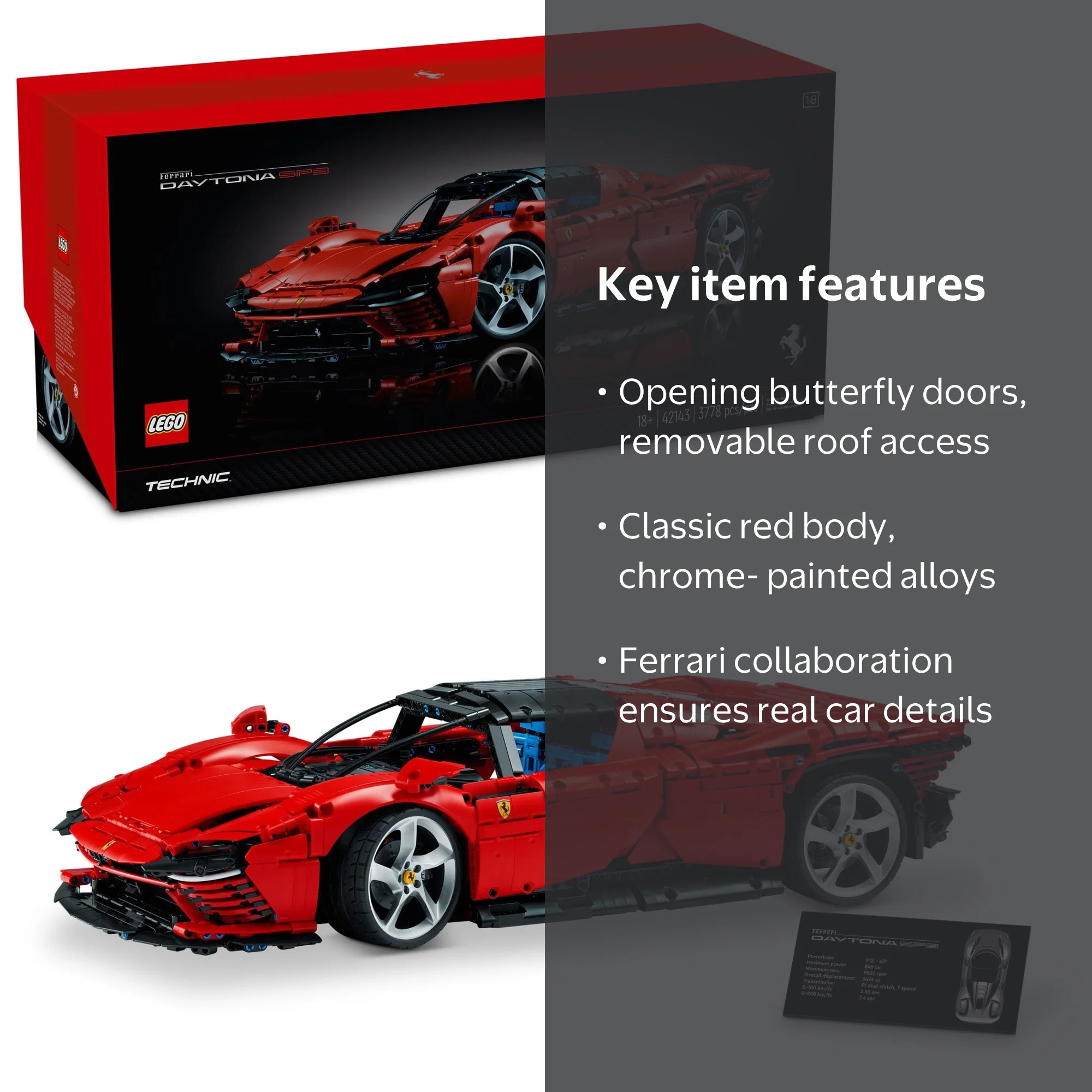 LEGO Technic Ferrari Daytona SP3 42143, 1:8 Scale Model Building