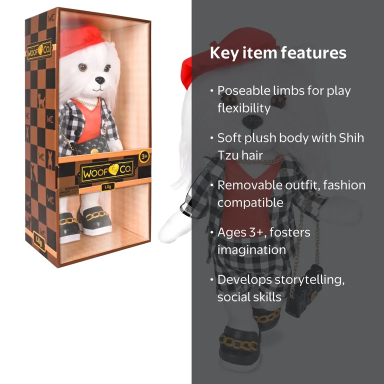 it-dogs スイートフラワーチュチュＭ Woof & Co 15-inch Fashion Doll – Lily The Poseable Plush Shih Tzu