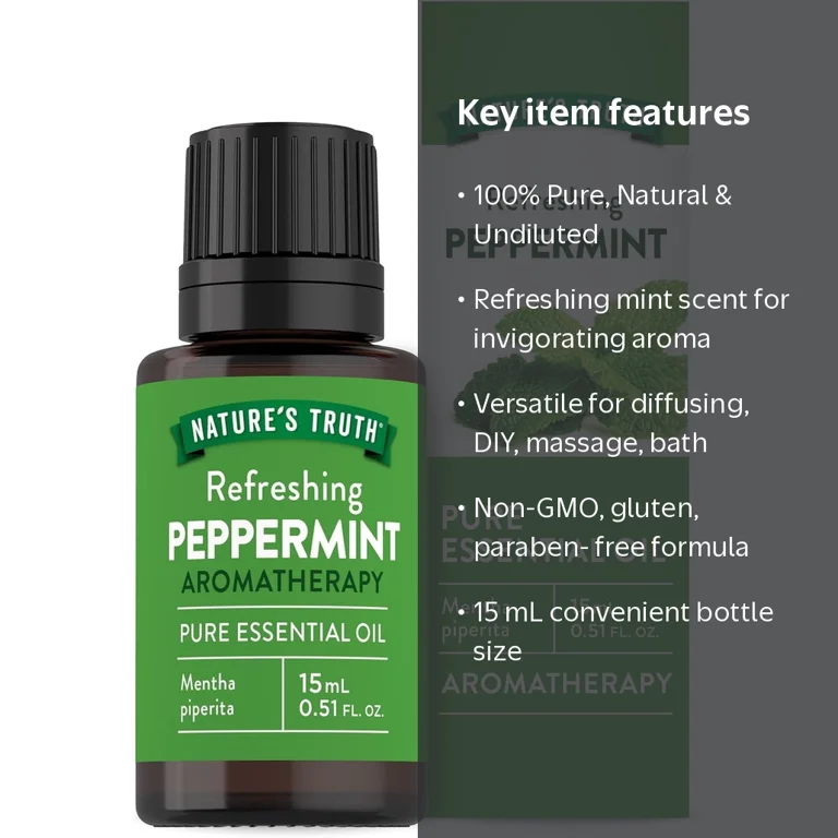 Nature's Truth Peppermint Essential Oil, 15 mL, 100% Pure, Natural
