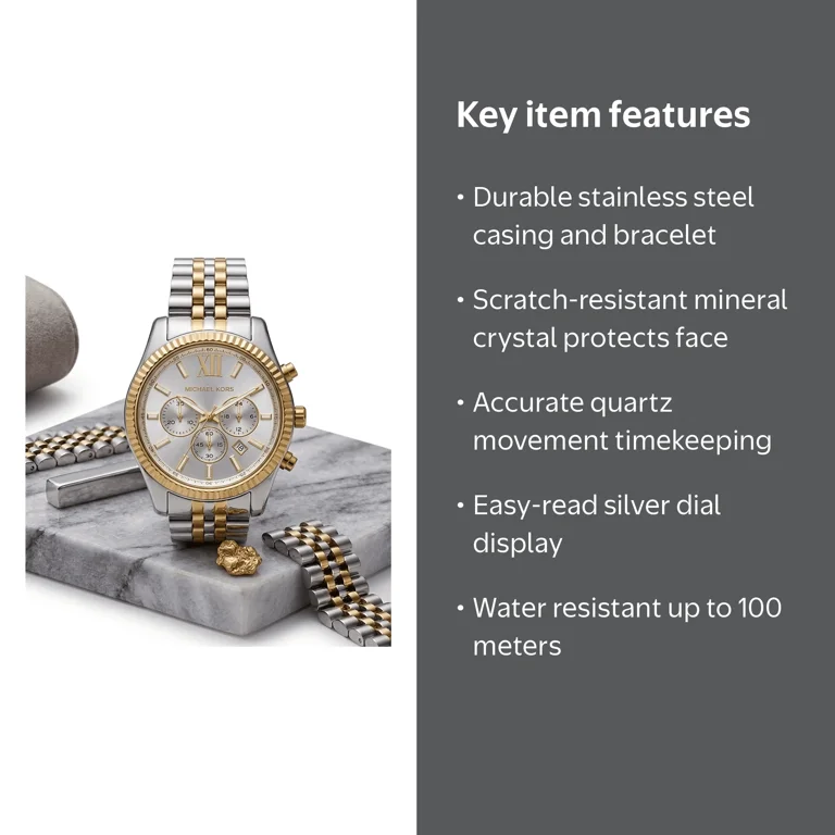 Michael Kors, Men's Lexington Watch, MK8344, Two Tone Stainless
