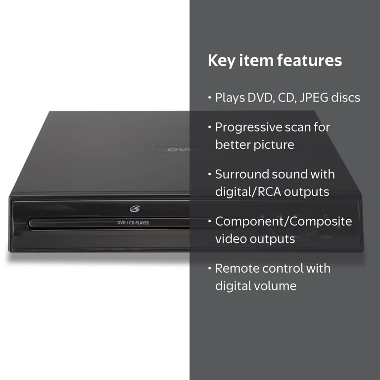 GPX, D200B Black Progressive Scan DVD Player with Remote Control