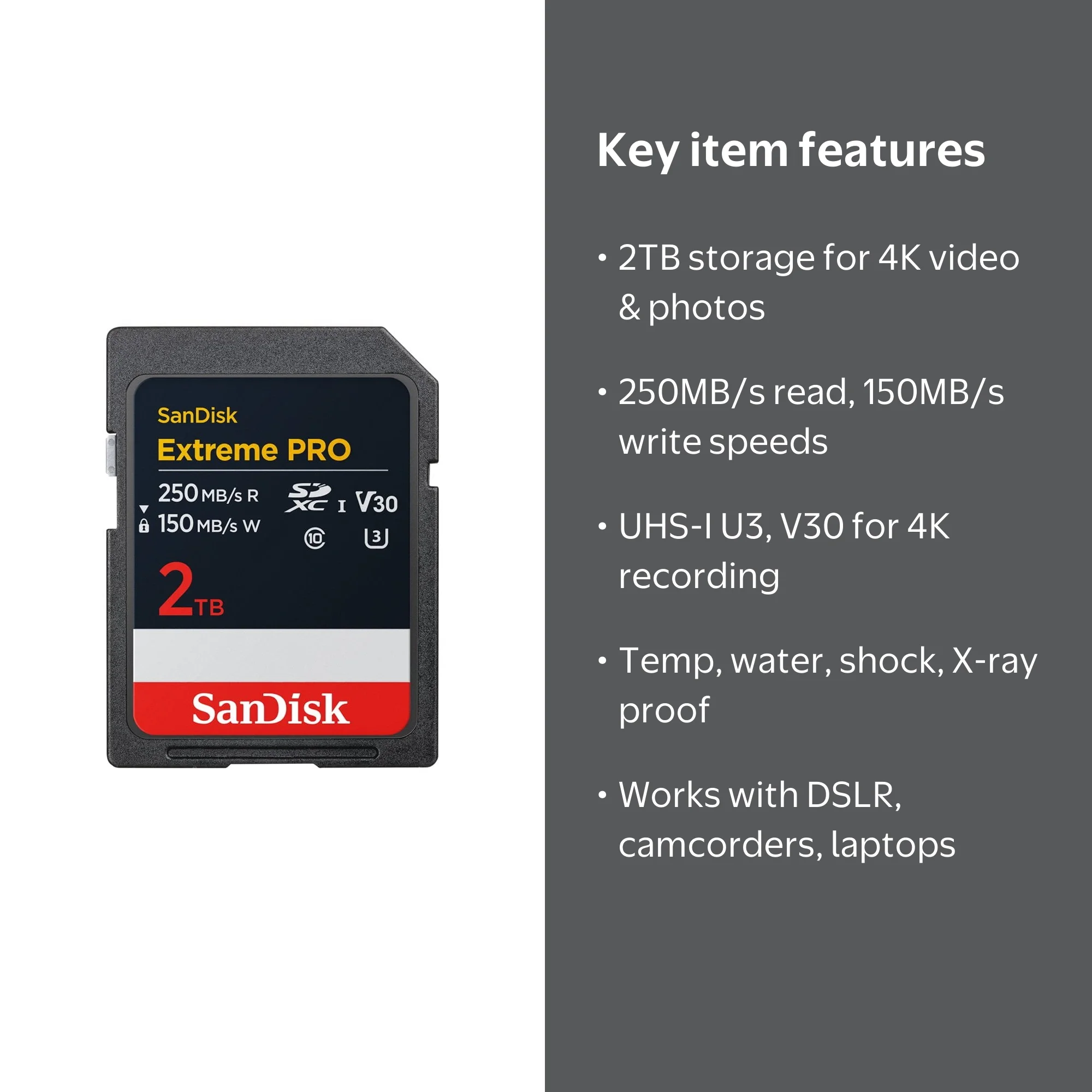 SanDisk Extreme PRO 2TB UHS-I U3 SDXC Memory Card - Walmart.com