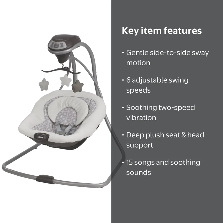 Graco, Simple Sway Baby Swing, Abbington, 6-Speed, Infant Soothing